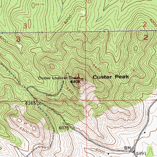Topographic Map of Custer Lookout Tower, SD
