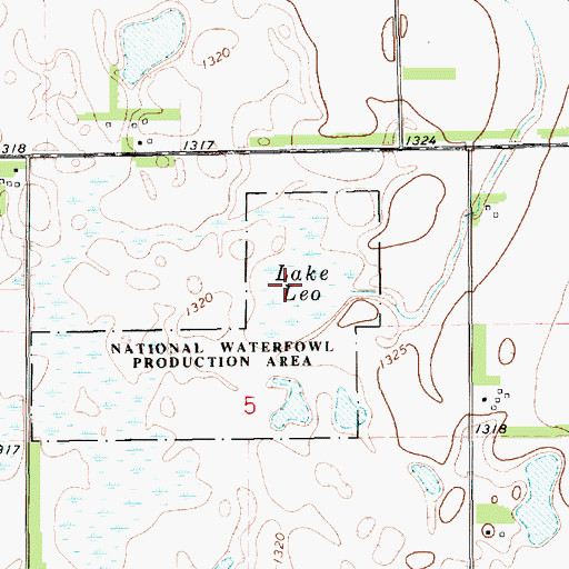 Topographic Map of Lake Leo, SD