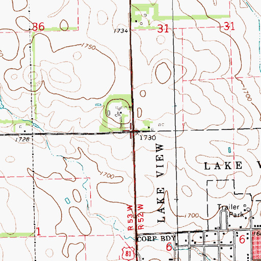Topographic Map of Lake County, SD