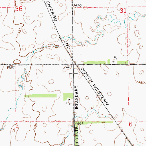 Topographic Map of Miner County, SD