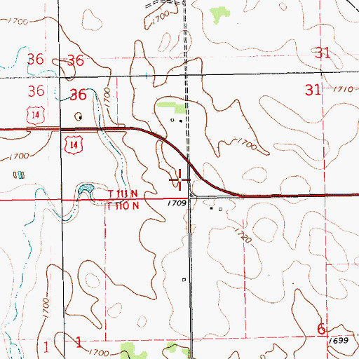 Topographic Map of Kingsbury County, SD
