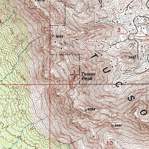 Topographic Map of Tower Peak, AZ