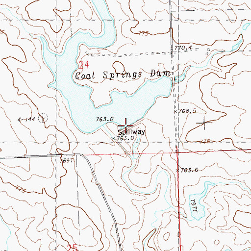 Topographic Map of Coal Springs Dam, SD