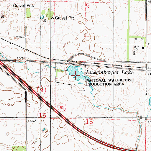 Topographic Map of Luxemberger Lake, SD