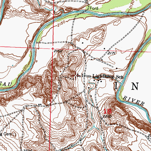 Topographic Map of Iron Lightning School, SD