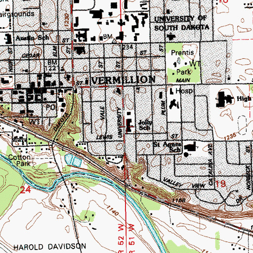 Topographic Map of Jolly Elementary School, SD