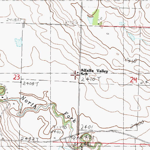 Topographic Map of Alfalfa Valley School, SD