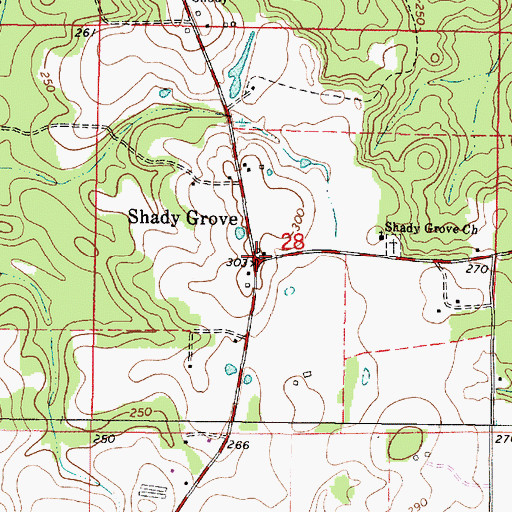 Topographic Map of Shady Grove, AL