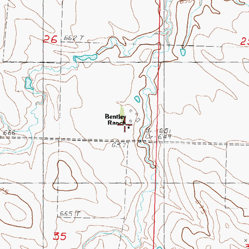 Topographic Map of Bentley Ranch, SD