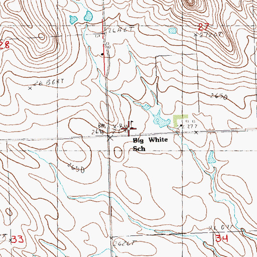 Topographic Map of Big White Elementary School, SD