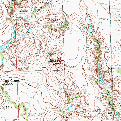 Topographic Map of Bliss Hill, SD