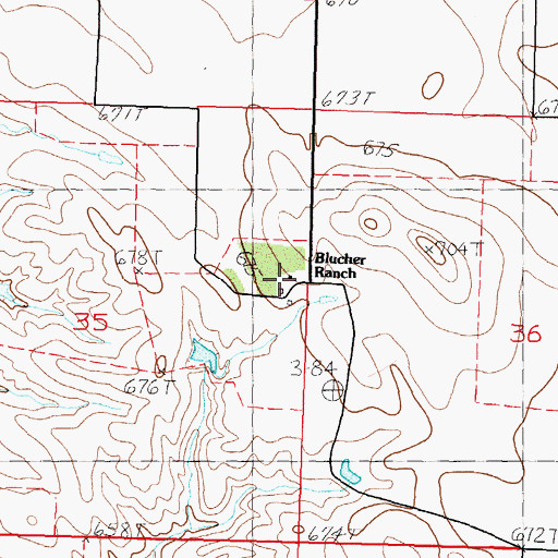 Topographic Map of Blucher Ranch, SD