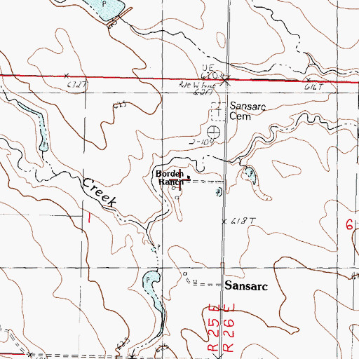 Topographic Map of Borden Ranch, SD