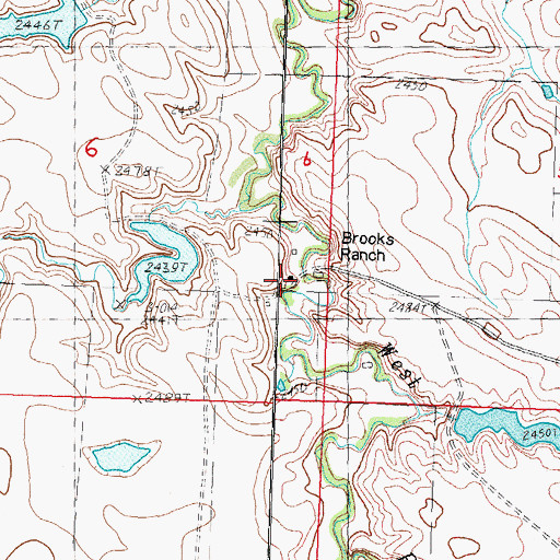 Topographic Map of Brooks Ranch, SD