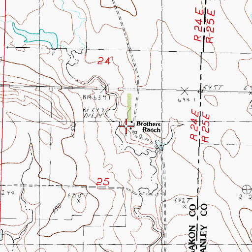 Topographic Map of Brothers Ranch, SD