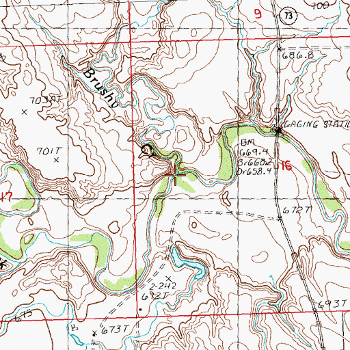Topographic Map of Brushy Creek, SD