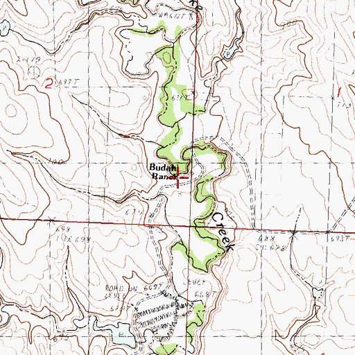 Topographic Map of Budahl Ranch, SD