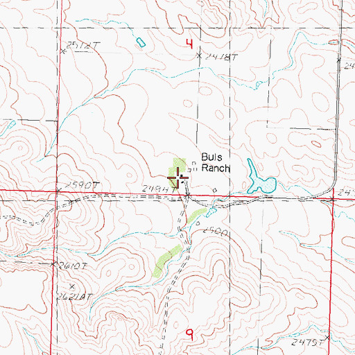 Topographic Map of Buls Ranch, SD