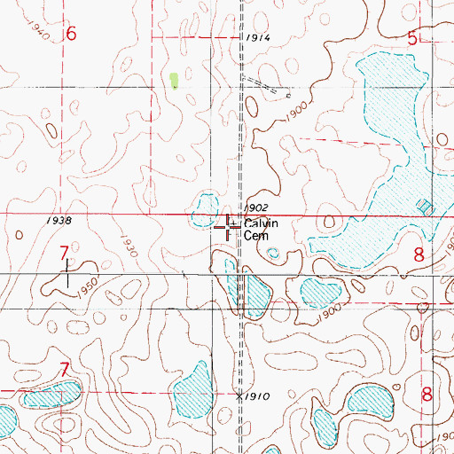 Topographic Map of Calvin Cemetery, SD
