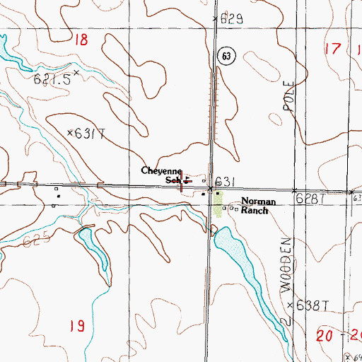Topographic Map of Cheyenne Elementary School, SD