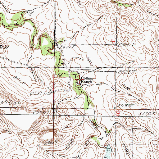 Topographic Map of Collins Ranch, SD