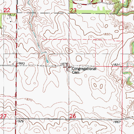 Topographic Map of Congregational Cemetery, SD