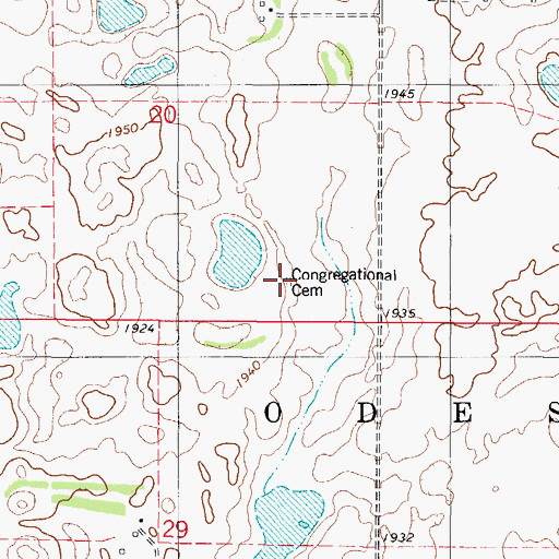Topographic Map of Congregational Cemetery, SD