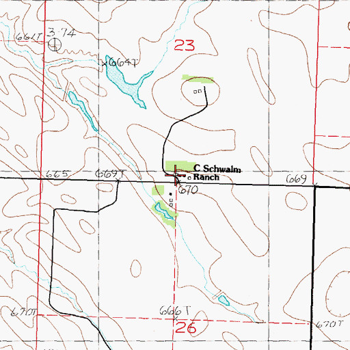 Topographic Map of C Schwalm Ranch, SD