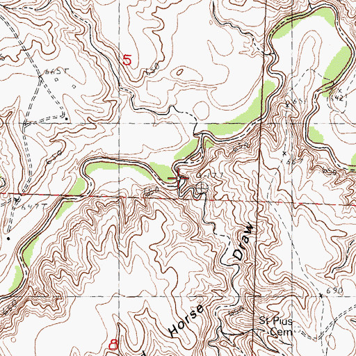 Topographic Map of Dead Horse Draw, SD