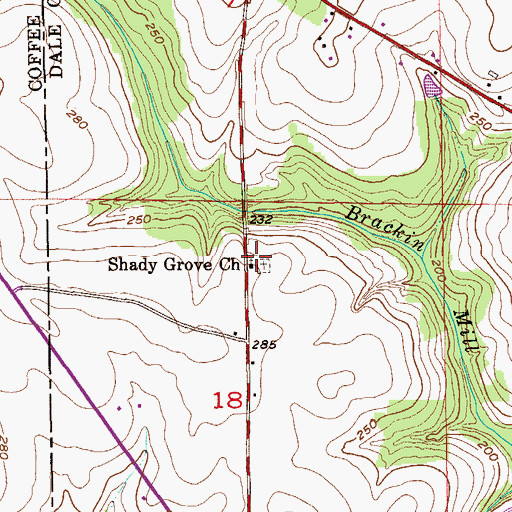 Topographic Map of Shady Grove Baptist Church, AL