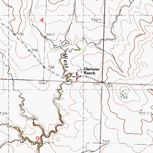 Topographic Map of Diermier Ranch, SD