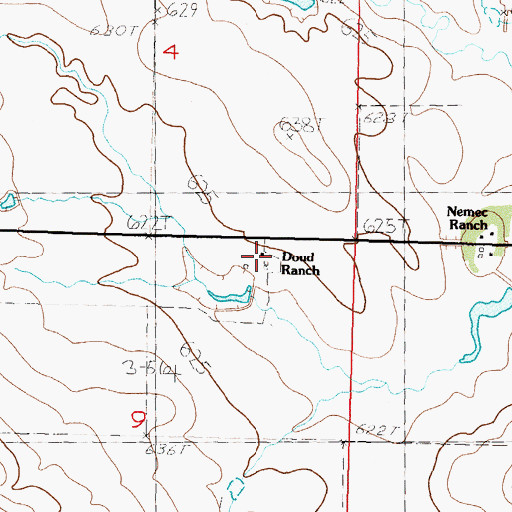 Topographic Map of Doud Ranch, SD