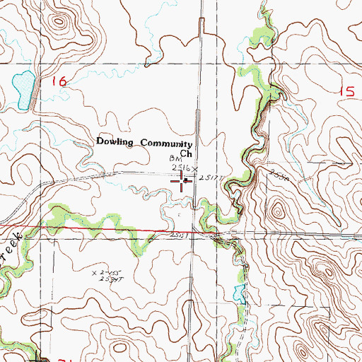 Topographic Map of Dowling Community Church, SD