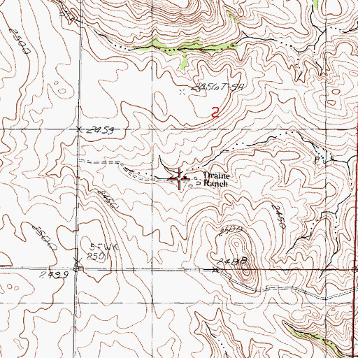 Topographic Map of Draine Ranch, SD