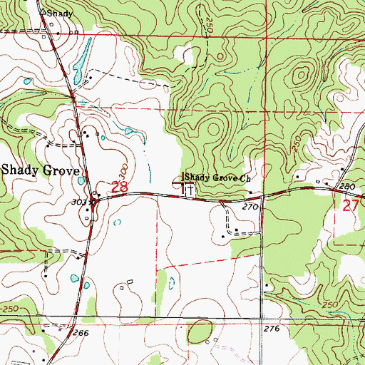 Topographic Map of Shady Grove Baptist Church, AL