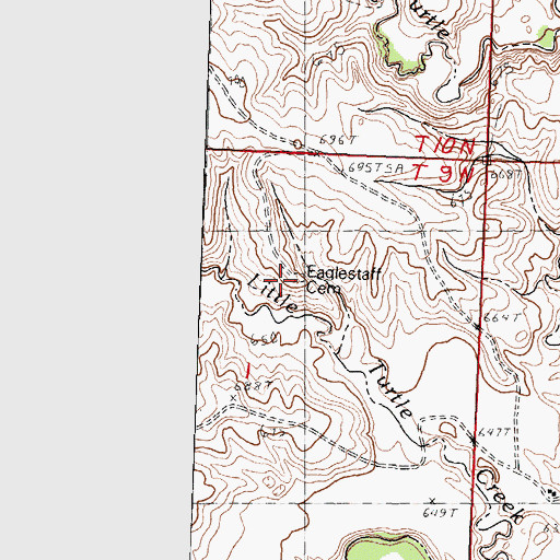 Topographic Map of Eaglestaff Cemetery, SD