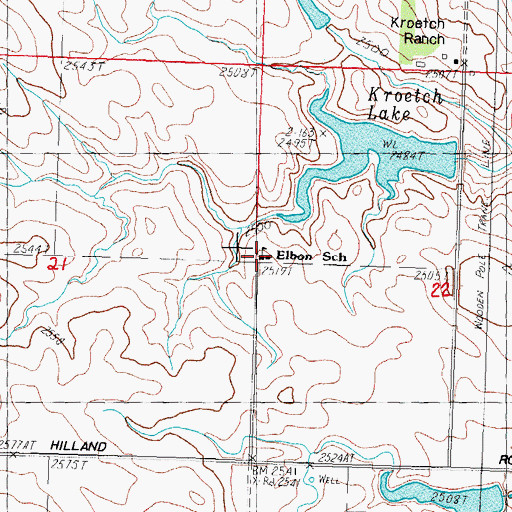 Topographic Map of Elbon School, SD