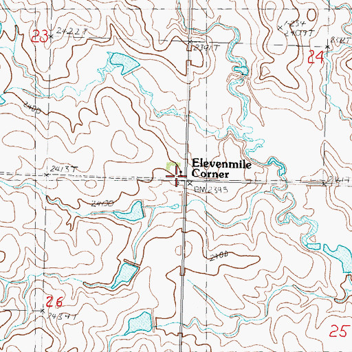 Topographic Map of Elevenmile Corner, SD