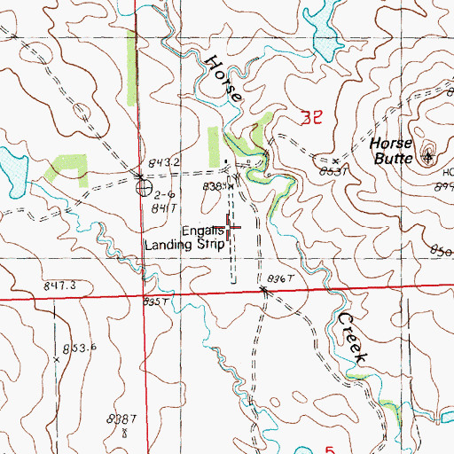 Topographic Map of Engalls Landing Strip (historical), SD