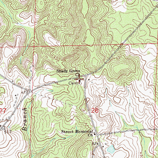 Topographic Map of Shady Grove Church, AL