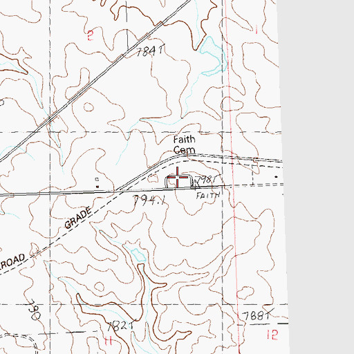 Topographic Map of Faith Cemetery, SD