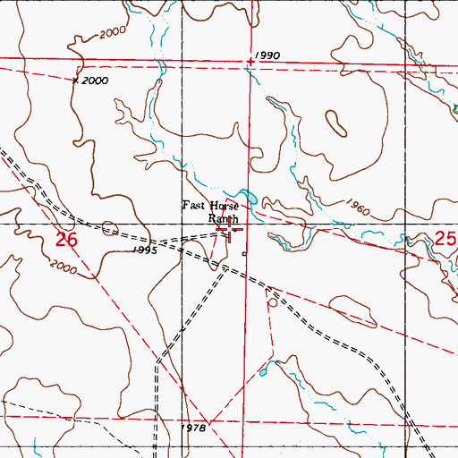 Topographic Map of Fast Horse Ranch, SD