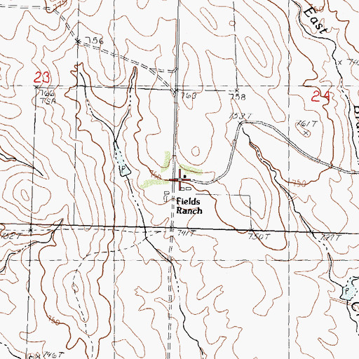 Topographic Map of Fields Ranch, SD
