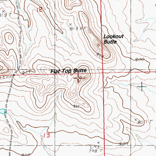 Topographic Map of Flat Top Butte, SD
