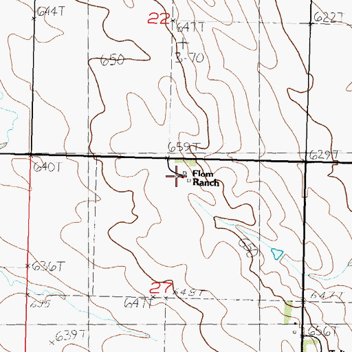 Topographic Map of Flom Ranch, SD