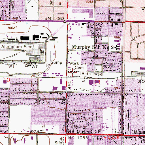 Topographic Map of Beth Israel Cemetery, AZ
