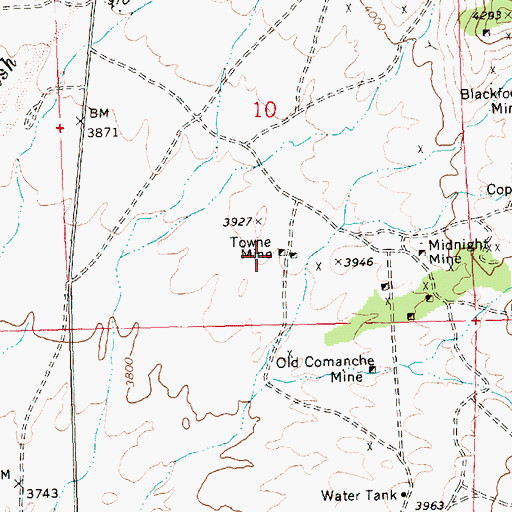 Topographic Map of Towne Mine, AZ