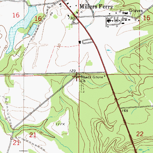 Topographic Map of Shady Grove Church, AL