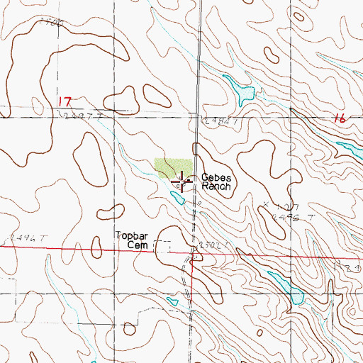 Topographic Map of Gebes Ranch, SD