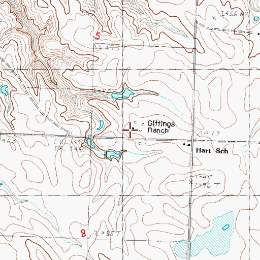 Topographic Map of Gittings Ranch, SD
